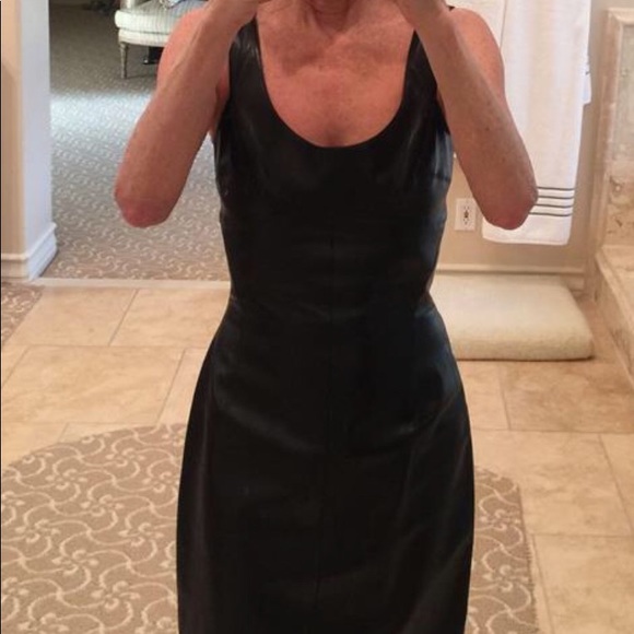 Vintage Claude Montana Black Leather Dress Size 38 - Picture 7 of 7